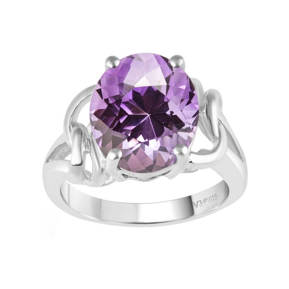 Sterling Silver with Amethyst Solitaire Ring
