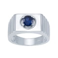 thumbnail image 1 of Sterling Silver with Blue Sapphire Solitaire Men's Ring, 1 of 3