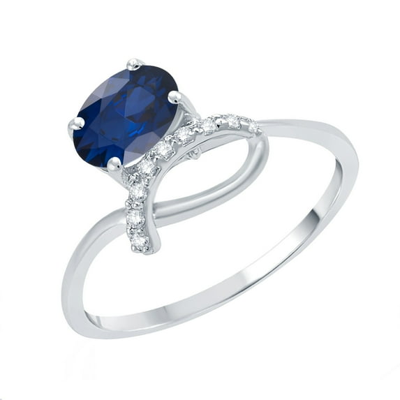 Sterling Silver with Blue Sapphire and Natural White Topaz Promise Ring