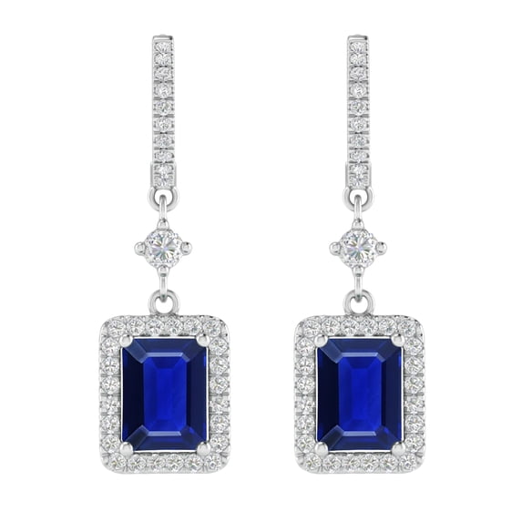 Sterling Silver with Blue Sapphire and White Topaz Dangle Earring