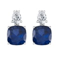 thumbnail image 1 of Sterling Silver with Blue Sapphire and White Topaz Drop Earrings, 1 of 3