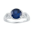 thumbnail image 1 of Sterling Silver with Blue Sapphire and White Zircon Halo Ring, 1 of 3