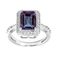 thumbnail image 1 of Sterling Silver with Color Changing Alexandrite and Natural White Topaz Emerald Cut Halo Ring, 1 of 4