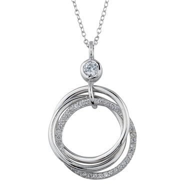 14k Solid Gold Interlocking Circle Necklace, Adjustable Chain Necklace...
