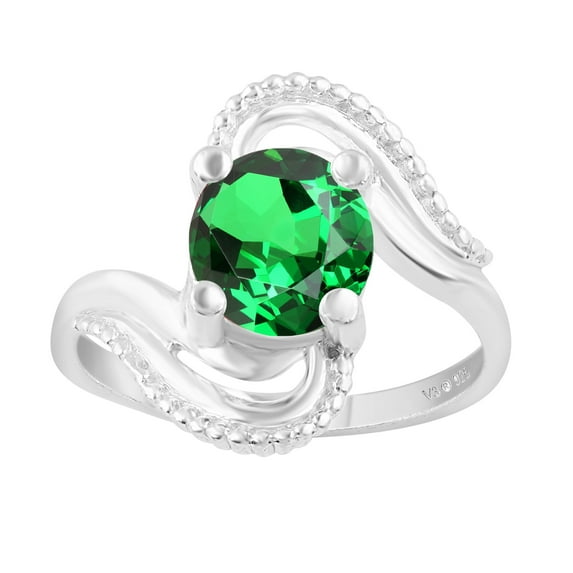 Sterling Silver with Emerald Solitaire Ring