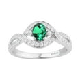thumbnail image 1 of Sterling Silver with Emerald and White Zircon Engagement Ring, 1 of 3