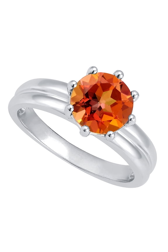 Sterling Silver with Fire Topaz Solitaire Ring