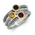 thumbnail image 1 of Sterling Silver with Flash GP Garnet/Citrine/Smoky Quartz 3 Stackable Rings, 1 of 1