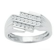 thumbnail image 1 of Sterling Silver with Genuine White Diamond Three Row Men's Ring, 1 of 3