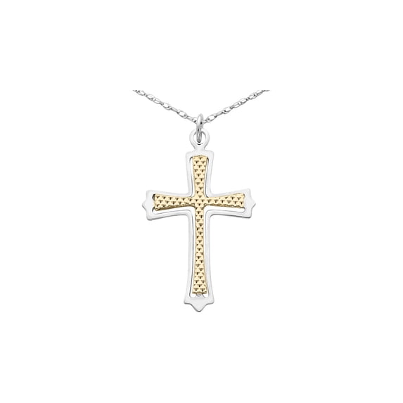 Sterling Silver with Gold Plating Cross Pendant Necklace with Chain for Women