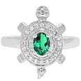thumbnail image 1 of Sterling Silver with Green Emerald and Natural White Topaz Turtle Ring, 1 of 3