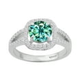 thumbnail image 1 of Sterling Silver with Green Moissanite and White Diamond Halo Ring, 1 of 3