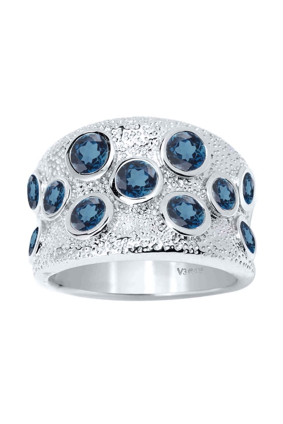 Sterling Silver with London Blue Topaz Wide Band Ring