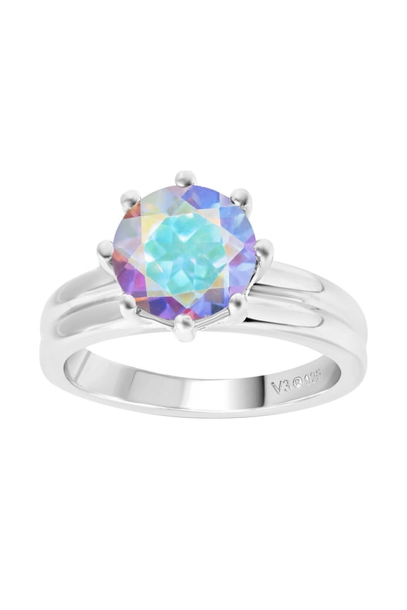 Sterling Silver with Mercury Opal Topaz Solitaire Ring