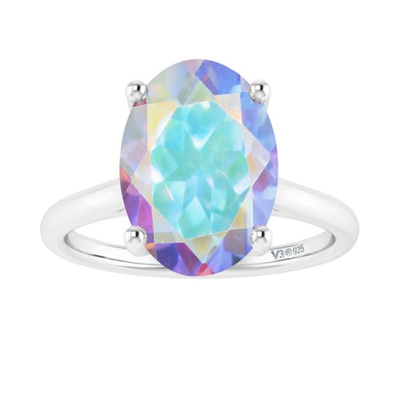 Sterling Silver with Mercury Opal Topaz Solitaire Ring