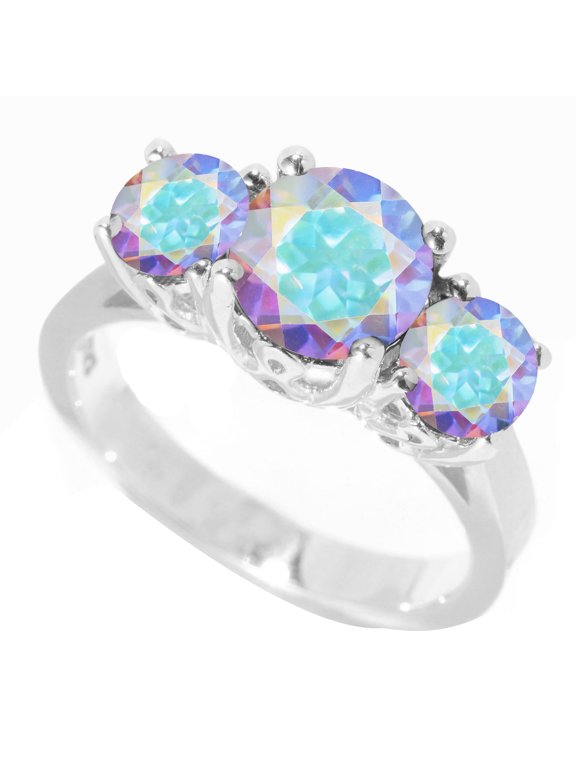Sterling Silver with Mercury Opal Topaz Three-Stone Ring