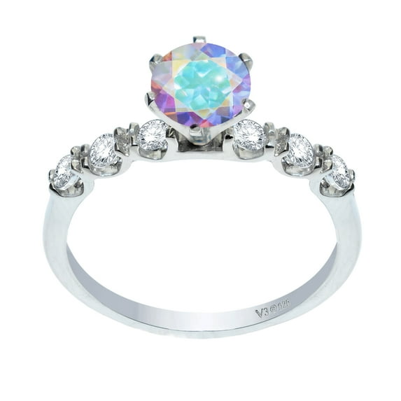 Sterling Silver with Mercury Topaz and White Topaz Engagement Ring