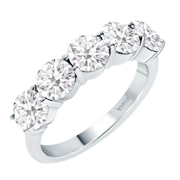 Sterling Silver with Moissanite Five Stone Ring