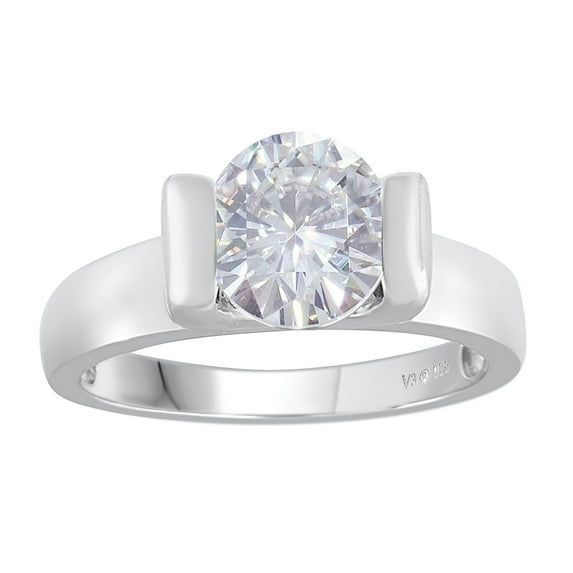 Sterling Silver with Moissanite Solitaire Ring