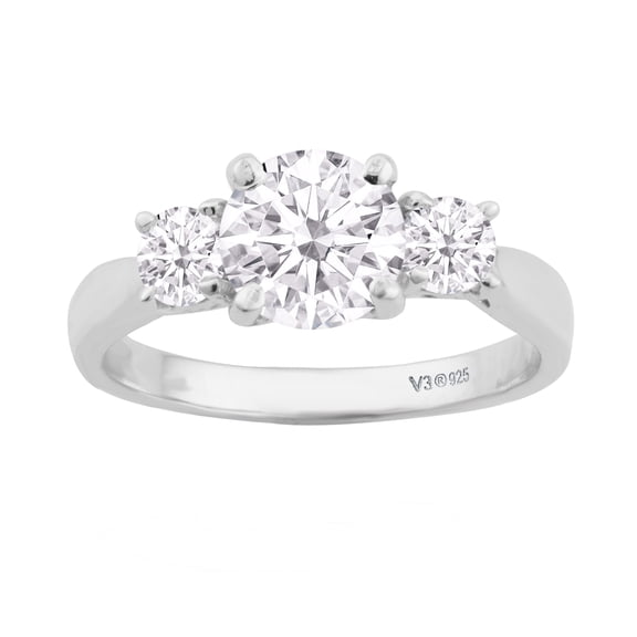 Sterling Silver with Moissanite Three Stone Ring