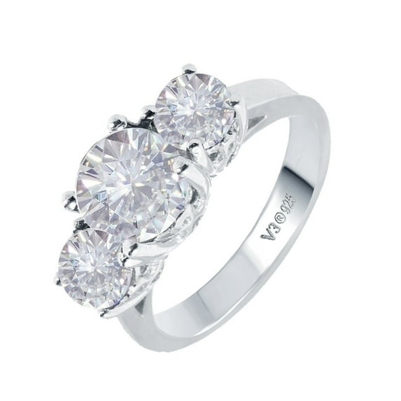 Sterling Silver with Moissanite Three-Stone Ring