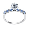 thumbnail image 1 of Sterling Silver with Moissanite and Blue Sapphire Engagement Ring, 1 of 3