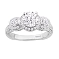 thumbnail image 1 of Sterling Silver with Moissanite and Genuine White Diamond Three Stone Ring, 1 of 3