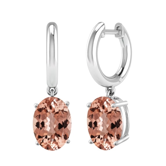 Sterling Silver with Morganite Dangle Earrings