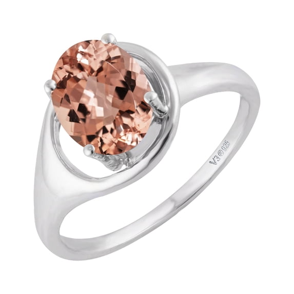 Sterling Silver with Morganite Soliltaire Ring