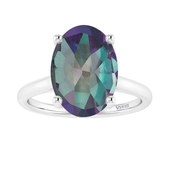 Sterling Silver with Mystic Topaz Solitaire Ring