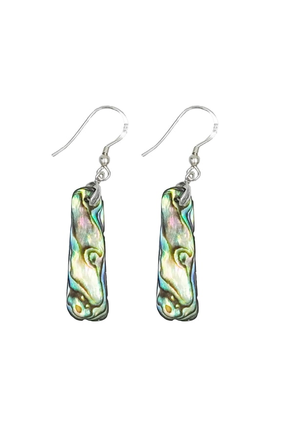 Sterling Silver with Natural Abalone Shell Dangle Earrings