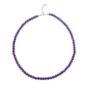 Sterling Silver with Natural Amethyst Bead Strand Necklace