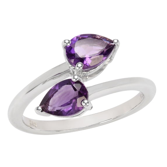 Sterling Silver with Natural Amethyst Bypass Ring