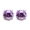 thumbnail image 1 of Sterling Silver 8MM Round Natural Amethyst Stud Earrings for Women – February Birthstone Purple Gemstone Earrings – 925 Silver Classic Studs, 1 of 5