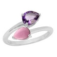 thumbnail image 1 of Sterling Silver with Natural Amethyst and Pink Opal Bypass Ring, 1 of 1