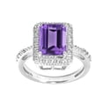 thumbnail image 1 of Sterling Silver with Natural Amethyst and White Topaz Halo Ring, 1 of 1