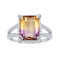 thumbnail image 1 of Sterling Silver with Natural Ametrine and White Topaz Halo Ring, 1 of 3