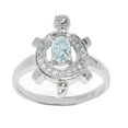 thumbnail image 1 of Sterling Silver with Natural Aquamarine and White Topaz Turtle Ring, 1 of 3