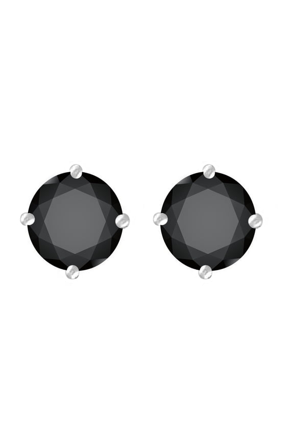 Sterling Silver with Natural Black Spinel Stud Earring