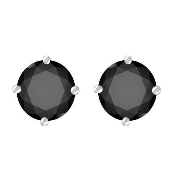 Sterling Silver with Natural Black Spinel Stud Earring