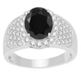 thumbnail image 1 of Sterling Silver with Natural Black Spinel and White Topaz Halo Ring, 1 of 3
