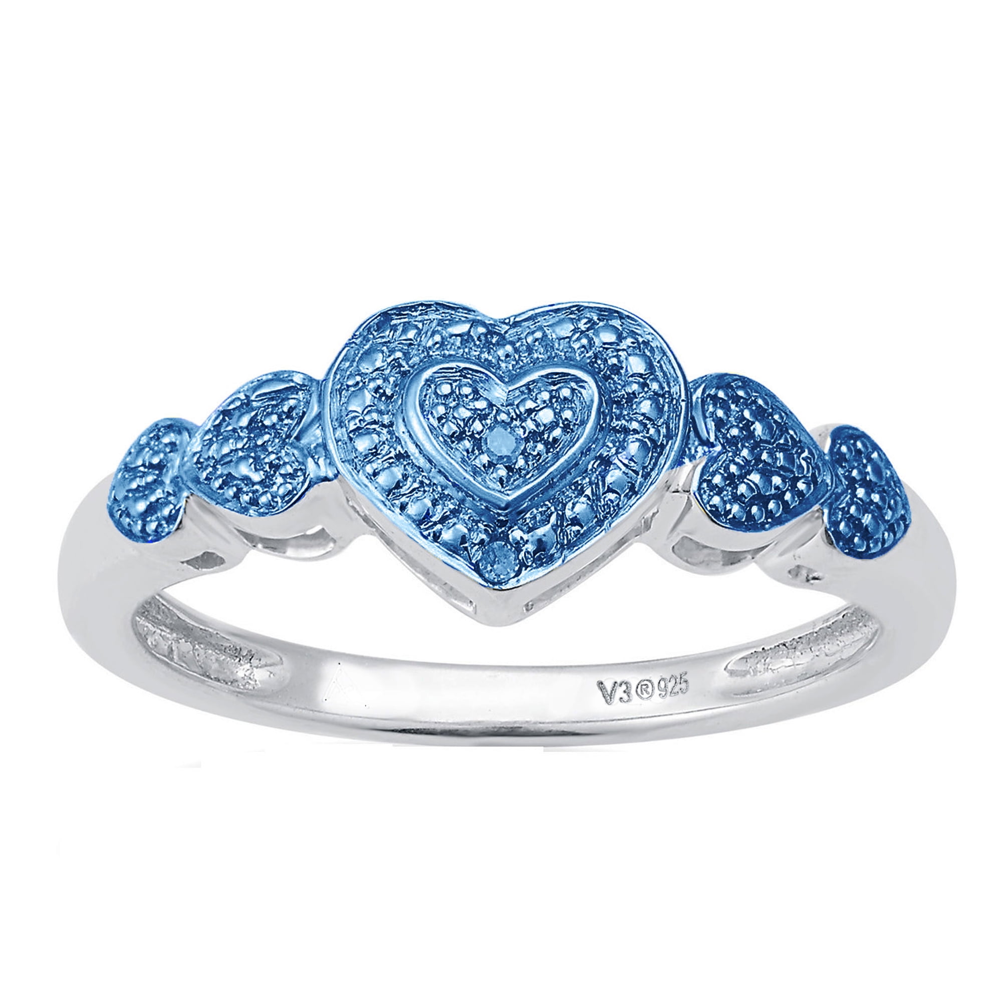 SZUL Women's Carat Blue Diamond Promise ring in 10K White Gold