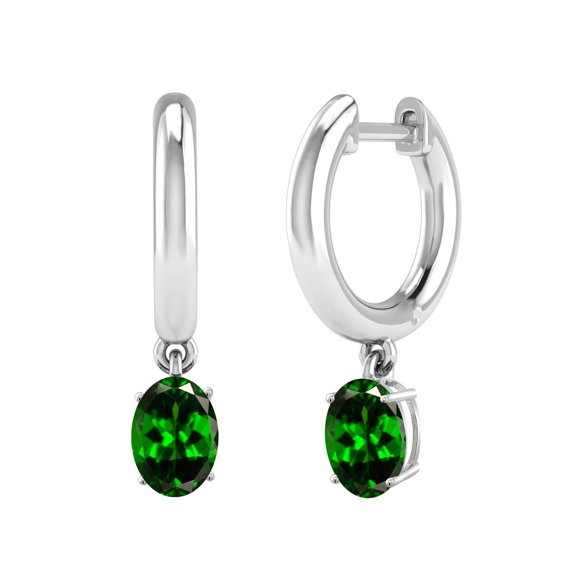 Sterling Silver with Natural Chrome Diopside Dangle Earrings