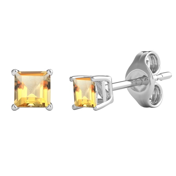 Sterling Silver with Natural Citrine Stud Earring
