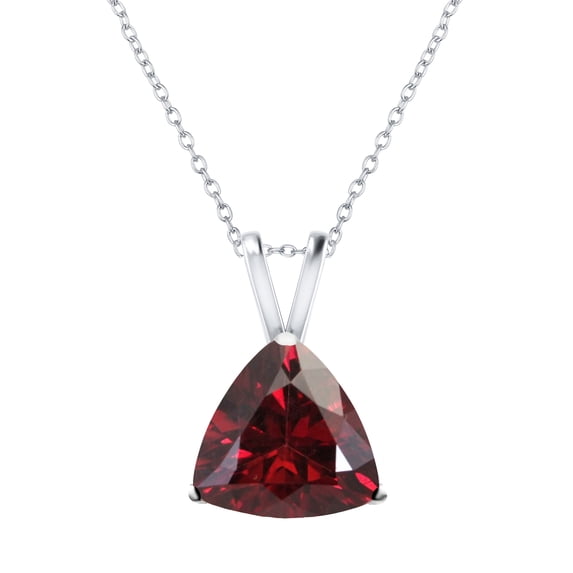 Sterling Silver with Natural Garnet Solitaire Pendant with 18" Chain 2" Extension