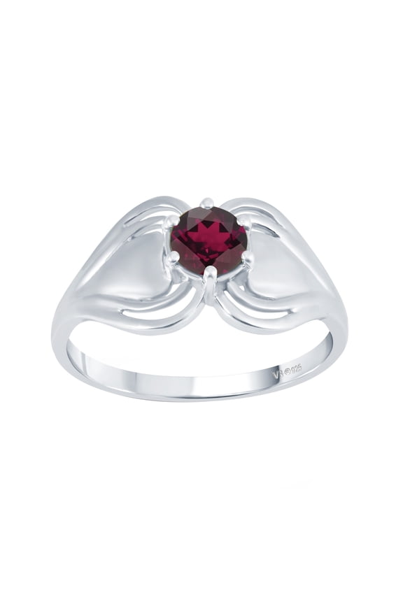 Sterling Silver with Natural Garnet Solitaire Ring