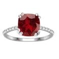 thumbnail image 1 of Sterling Silver with Natural Garnet and White Zircon Solitaire Ring, 1 of 3