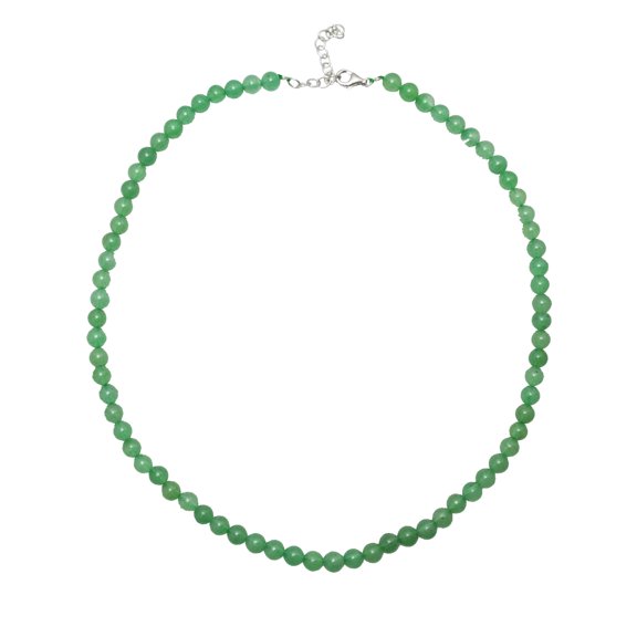Sterling Silver with Natural Green Aventurine Bead Strand Necklace