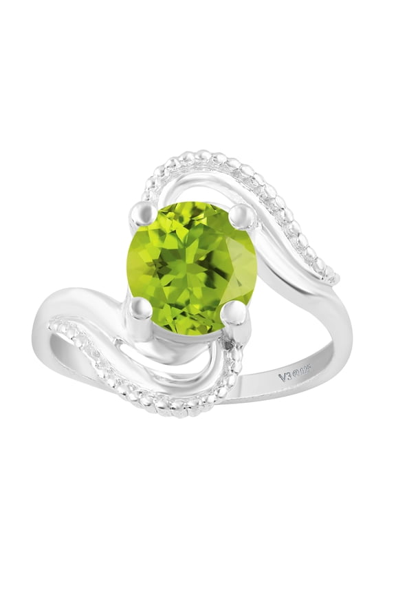 Sterling Silver with Natural Peridot Solitaire Ring