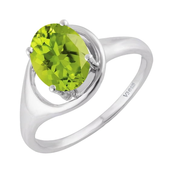 Sterling Silver with Natural Peridot Solitaire Ring